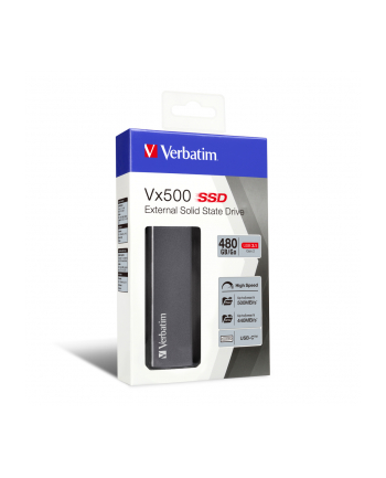 Verbatim VX500 480 GB Solid State Drive (grey, USB 3.2 C (10 Gbit / s))