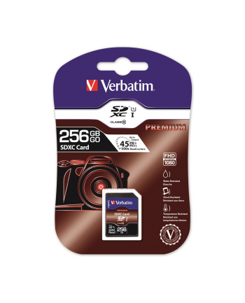 Verbatim 256 GB SDXC, memory card (black, UHS-I U1, Class 10)