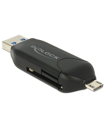 DeLOCK Micro USB OTG card reader + USB 3.0 A plug (black)