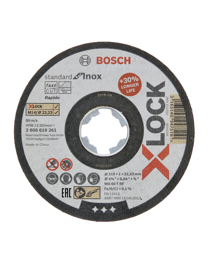bosch powertools Bosch X-LOCK separation 115x1,0 h f INOX - 2608619261 straight główny