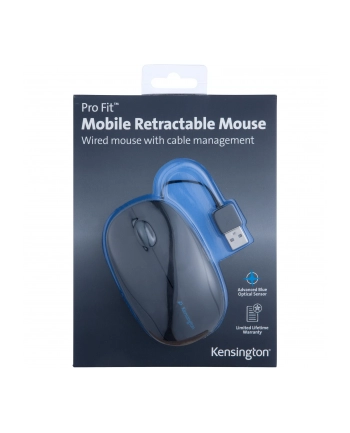 kensington Mysz mobilna ze zwijanym przewodem Pro Fit