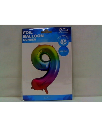 godan Balon foliowy Cyfra 9 tęczowa, 85cm