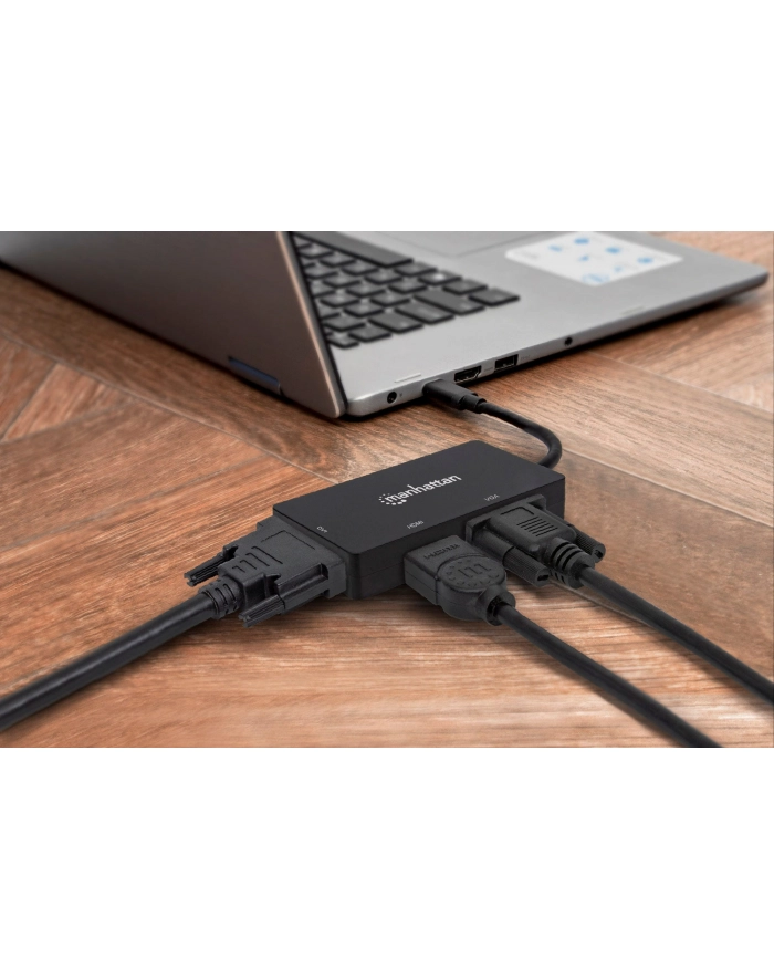 Manhattan Konwerter adapter USB-C 3.1 na HDMI / DVI / VGA  M/F 4K 1080p czarny główny