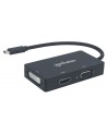Manhattan Konwerter adapter USB-C 3.1 na HDMI / DVI / VGA  M/F 4K 1080p czarny - nr 18