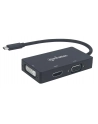 Manhattan Konwerter adapter USB-C 3.1 na HDMI / DVI / VGA  M/F 4K 1080p czarny - nr 24