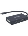 Manhattan Konwerter adapter USB-C 3.1 na HDMI / DVI / VGA  M/F 4K 1080p czarny - nr 34