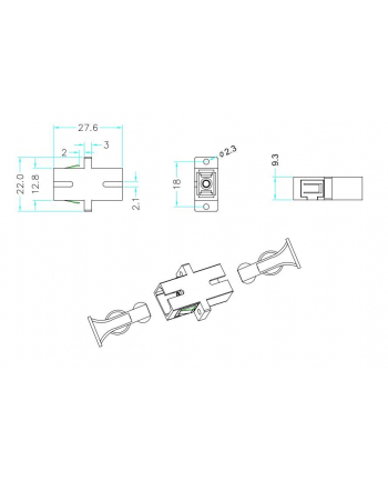 EFB Adapter SC/SC Simplex jednomodowy, plastik/ceramiczna tuleja, beżowy