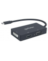 Manhattan Konwerter adapter USB-C 3.1 na HDMI / DVI / VGA  M/F 4K 1080p czarny - nr 39