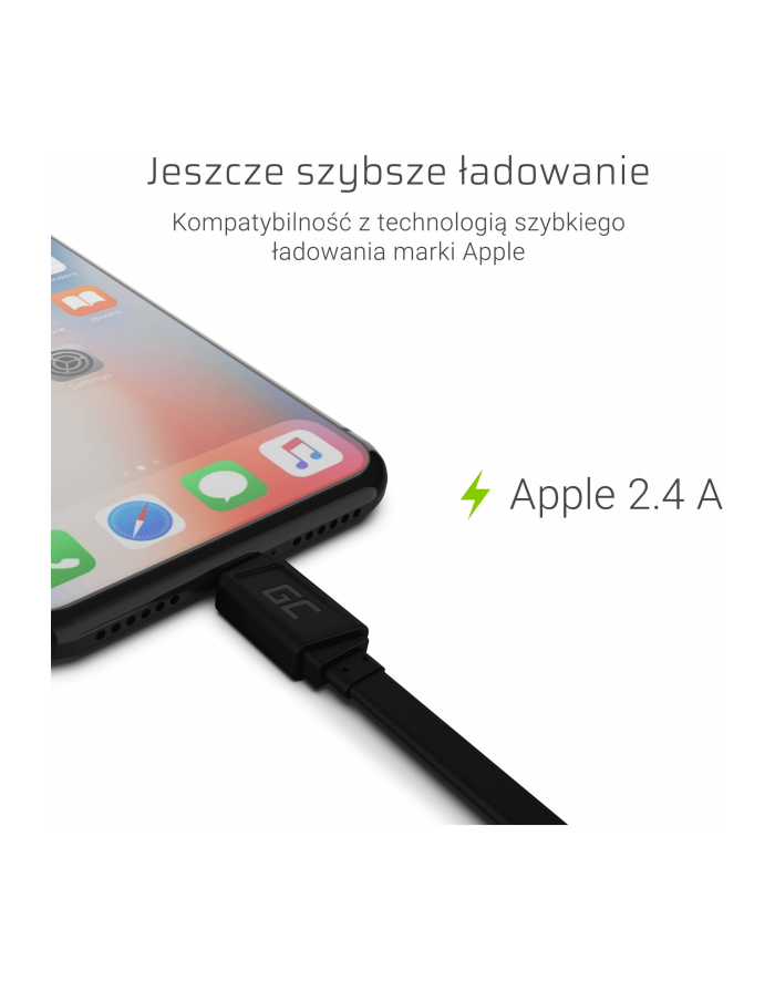 green cell GCmatte Lightning Flat cable 25 cm with fast charging Apple 2.4A główny