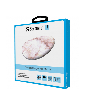 Sandberg Wireless Charger Pink Marble