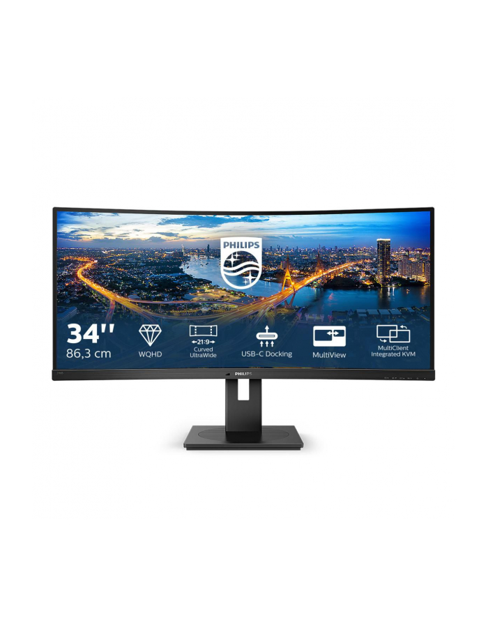 Monitor Philips 346B1C/00 34'' WQHD, VA, DP/HDMI/USB-C, curved, głośniki główny