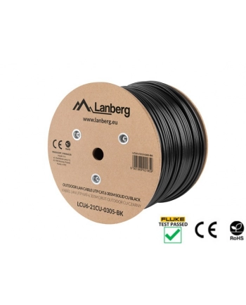 Lanberg kabel instalacyjny UTP, kat. 6, drut OUTDOOR CU, 305m, czarny nr 1