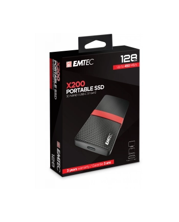 Emtec X200 Portable SSD 128 GB Solid State Drive (Black / Red, USB 3.2 C (5 Gbit / s)) nr 2
