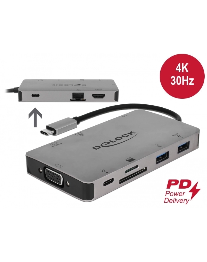 DeLOCK USB-C Docking Station 4K - HDMI / VGA / SD / USB 3.1 / LAN / PD 3.0 główny