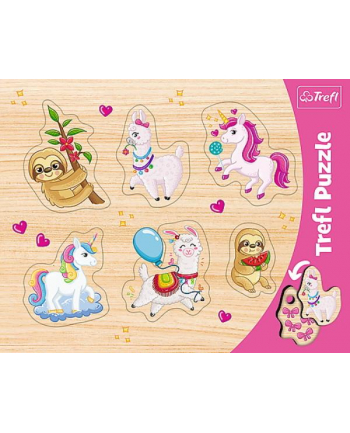 Puzzle ramkowe układanki kształtowe - Jednorożec, lamy i leniwce  31311 Trefl nr 2