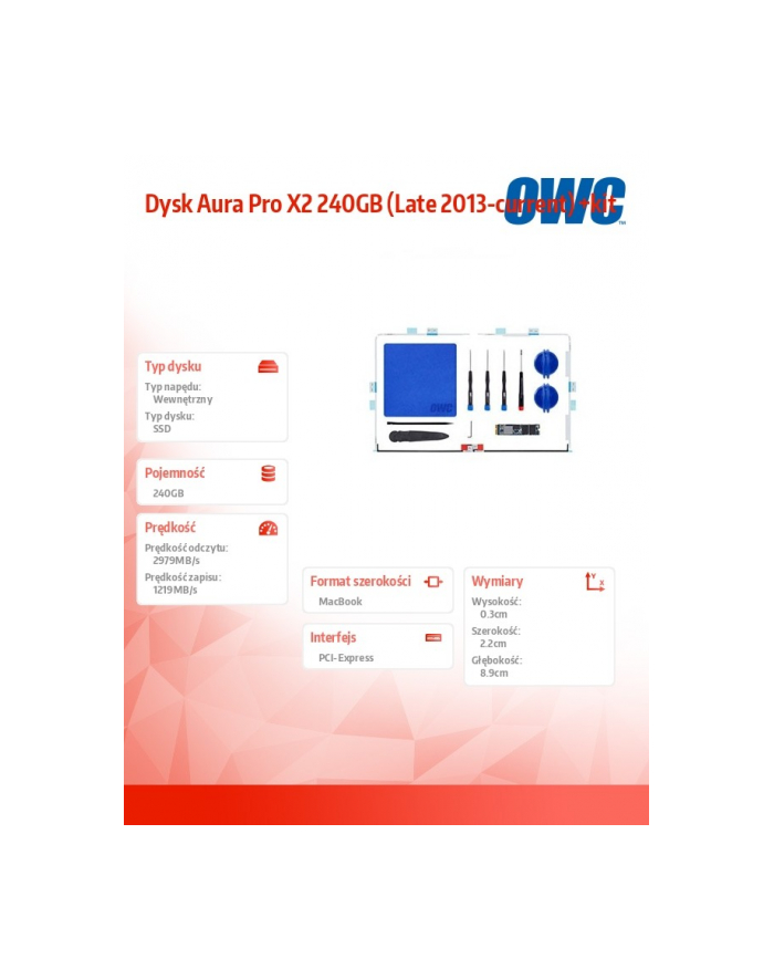 owc Dysk Aura Pro X2 240GB (Late 2013-current) +kit główny