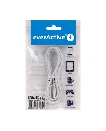 Kabel zasilający everActive CBS-1IW (USB - Lightning ; 1m; kolor biały)