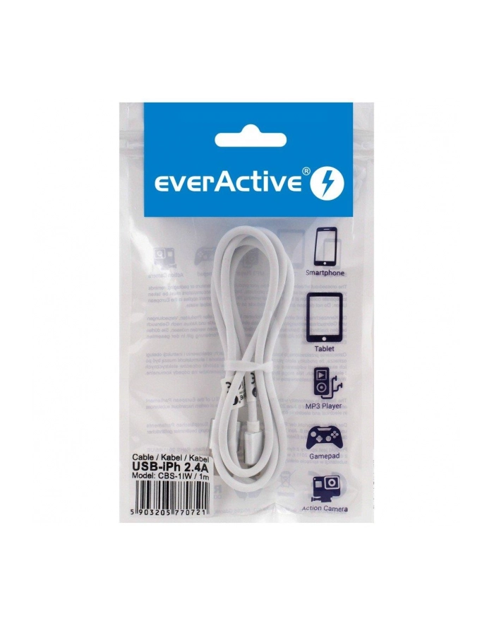 Kabel zasilający everActive CBS-1IW (USB - Lightning ; 1m; kolor biały) główny