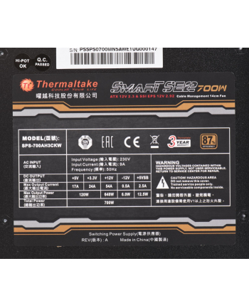 Zasilacz Thermaltake Smart SE2 PS-SPS-0700MNSAWE-1 (600 W; Aktywne; 120 mm)