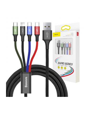 Zestaw kabli zasilający Baseus CA1T4-B01 (USB - Lightning  Micro USB  USB typu C ; 1 2m; kolor czarny)