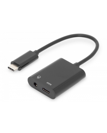 assmann Kabel rozdzielacz USB 3.1 Typ C Gen.2 SuperSpeed+ 10Gbps Mini Jack 3.5mm + Typ USB C czarny, 20cm