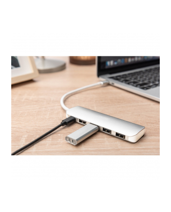 digitus HUB/Koncentrator 4-portowy USB 3.0 SuperSpeed z Typ C Power Delivery, aluminium