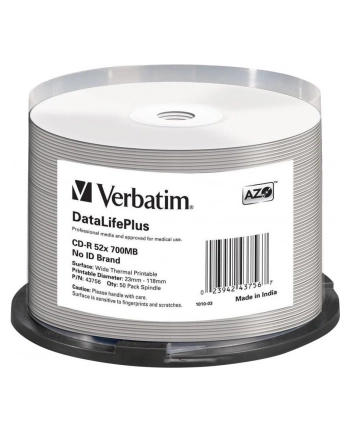 verbatim CDR 700MB DL+ AZO Thermal printable medi disc (Cake 50) NO ID nr 2