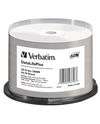 verbatim CDR 700MB DL+ AZO Thermal printable medi disc (Cake 50) NO ID nr 1