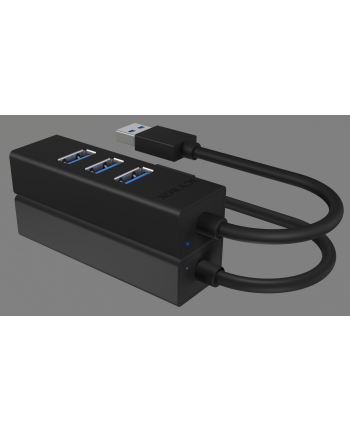 icybox Hub IB-HUB1419-U3 USB 3.0 na 4-Port Type-A, Aluminium,      czarny, Kabel 15cm