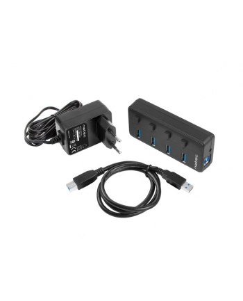 natec Hub USB 4 porty Mantis 2 USB 3.0 z włącznikiem + zasilacz nr 1
