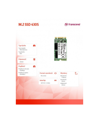 transcend Dysk SSD M.2 2242 256GB SATA3 B+M KEY, TLC