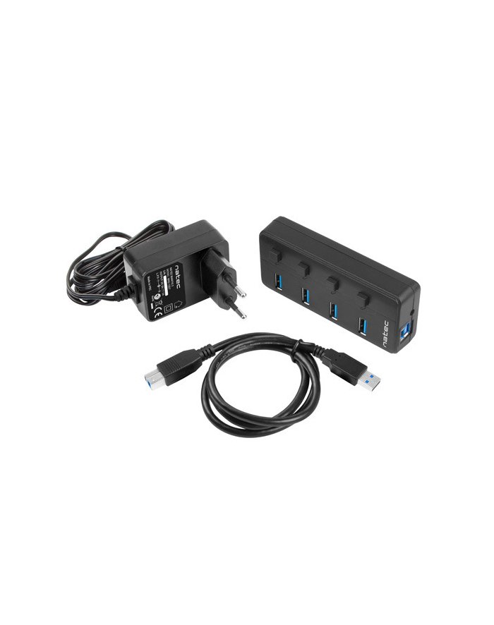 natec Hub USB 4 porty Mantis 2 USB 3.0 z włącznikiem + zasilacz główny