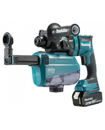 Makita Cordless Hammer DHR182RTWJ, 18 Volt, hammer drill (blue / black, 2x Li-ion battery 5.0 Ah, with dust extraction)