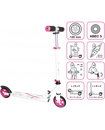 Muuwmi Aluminum Scooter 125mm white / pink - 347