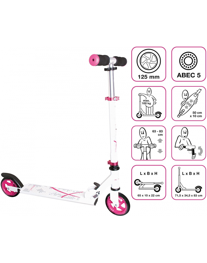 Muuwmi Aluminum Scooter 125mm white / pink - 347 główny