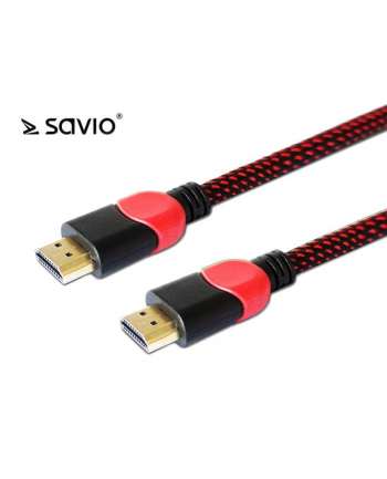 Kabel SAVIO GCL-04 (HDMI M - HDMI M; 3m; kolor czarno-czerwony)