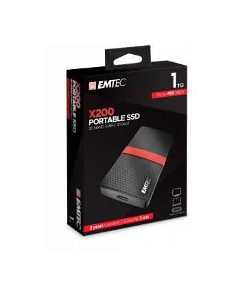 Emtec X200 Portable SSD 1TB Solid State Drive (Black / Red, USB 3.2 C (5 Gbit / s)) nr 2