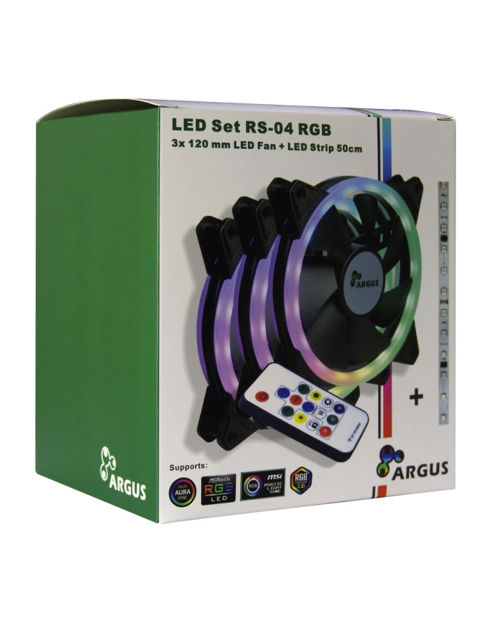 Inter-Tech Argus RGB Fan Set RS-04 120x120x25, case fan (black, 3-pack, remote control, 1x RGB LED strips, control unit) główny