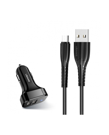 usams Ładowarka samochodowa 2xUSB C13 2.1A microUSB czarny NTU35MC13TZ