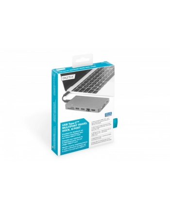 digitus Stacja dokująca USB Typ C, 8 portów, 4K 30Hz, PD 3.0 HQ aluminiowa