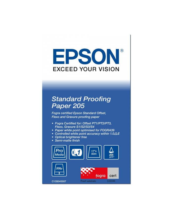 EPSON Proofing Paper Standard 17inchx50m 4430g/m² for Stylus Pro 4000-C4 4000-C8 4000-C8 PS 4800 4800 główny
