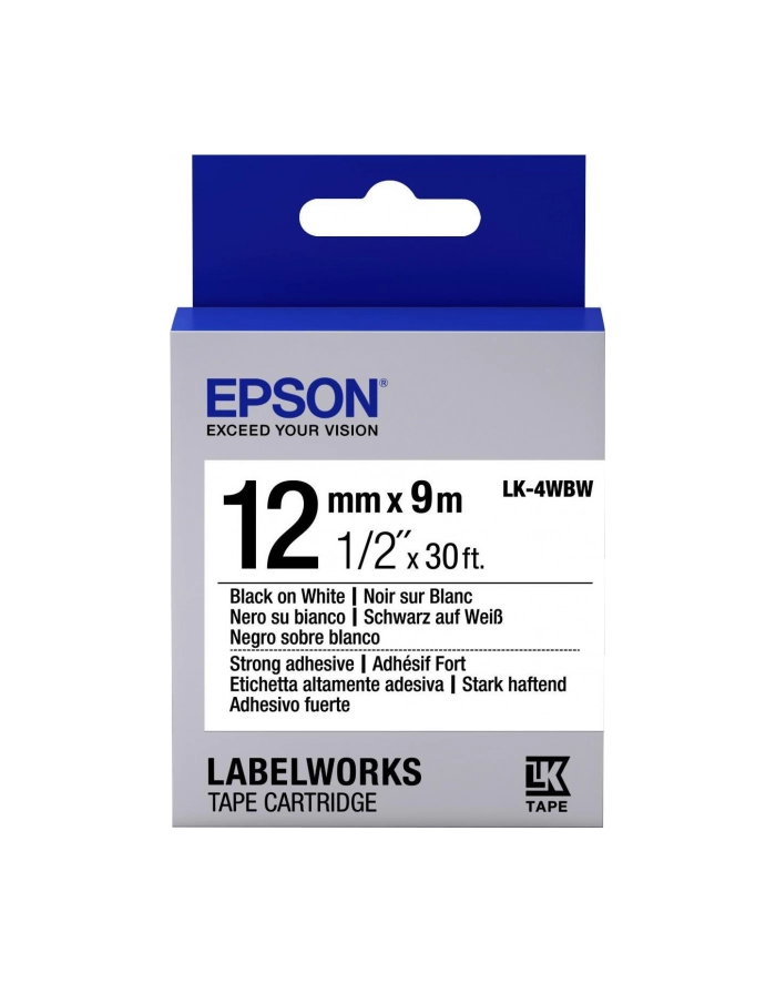 EPSON LK4WBW Strong Adh. Black on White tape 12mm główny