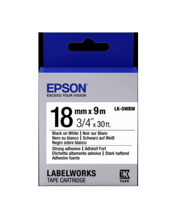 EPSON LK-5WBW Strong Adh. Black on White tape 18mm, 9m nr 1