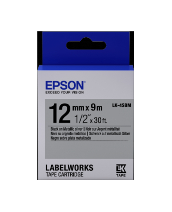 EPSON LK-4SBM Label Cartridge - Black on Metallic silver - 12mm x 9m