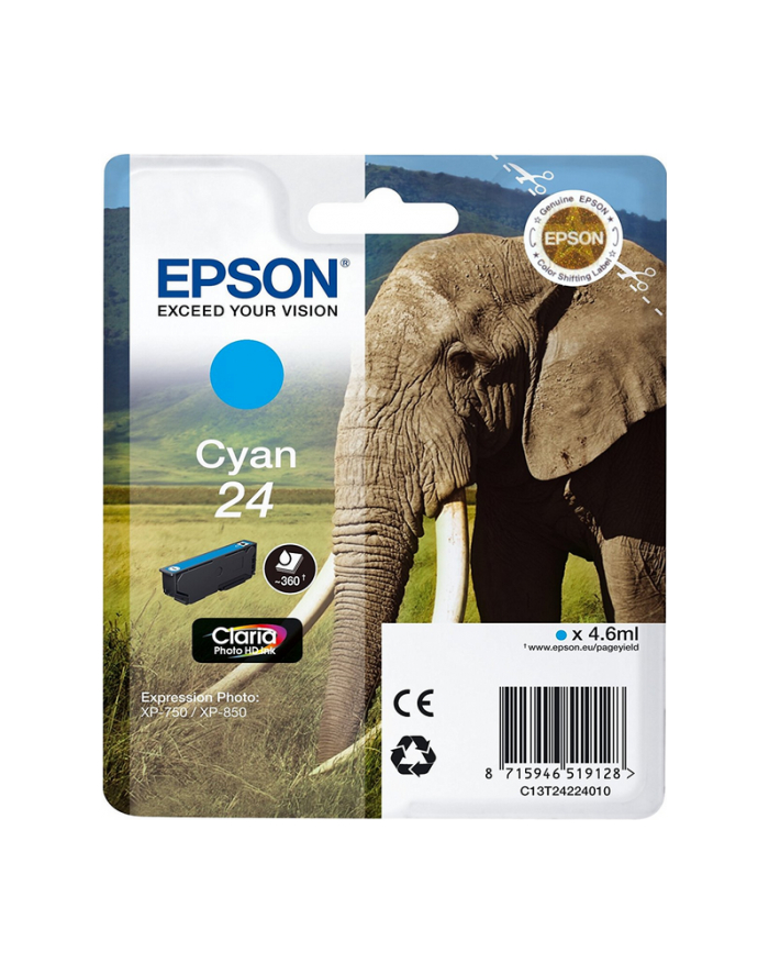 EPSON C13T24224012 Tusz Epson T2422 cyan 4,6 ml XP-750/850 główny