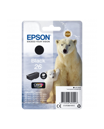 EPSON C13T26014012 Tusz Epson T2601 black Claria 6,2 ml XP-600/700/800