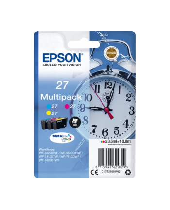 EPSON 27 ink cartridge cyan, magenta and yellow standard capacity 3x3.6ml 3x350 pages combopack RF-AM blister - DURABrite