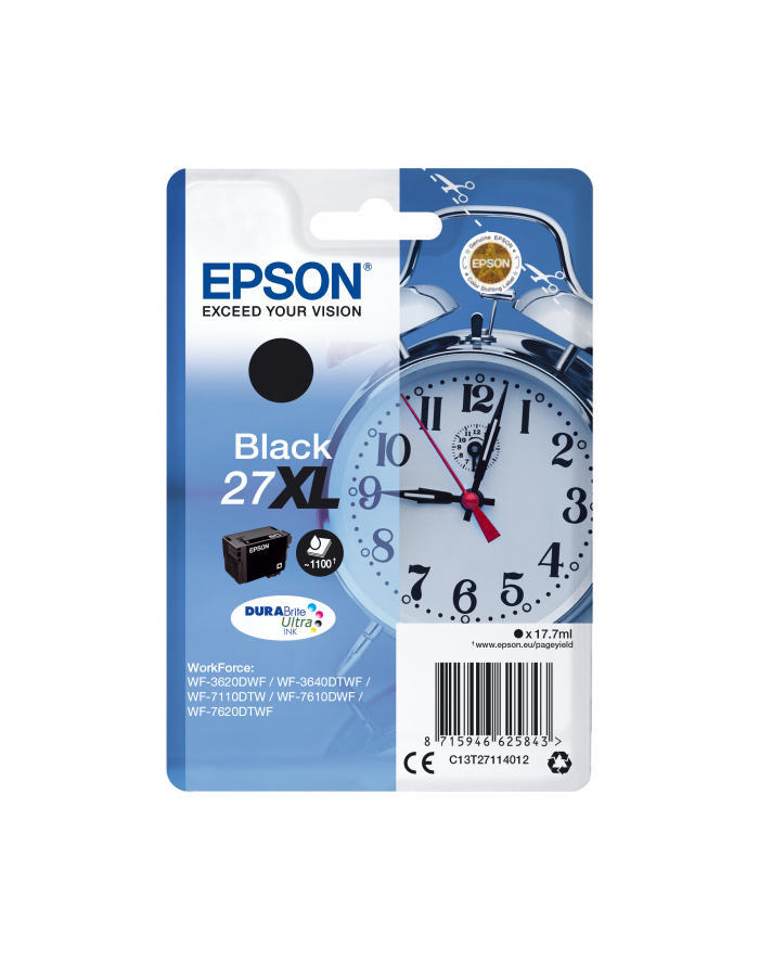 EPSON 27XL ink cartridge black high capacity 17.7ml 1.100 pages 1-pack RF-AM blister - DURABrite ultra ink główny