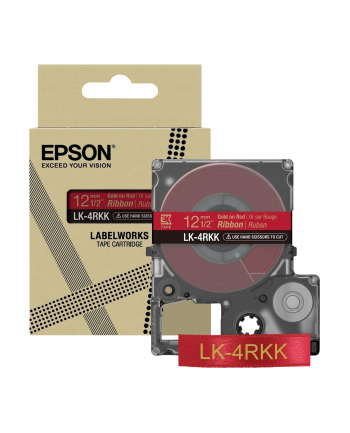 EPSON LK4RKK Label Cartridge Satin Ribbon Gold/Red 12/5