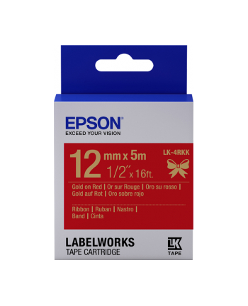 EPSON LK4RKK Label Cartridge Satin Ribbon Gold/Red 12/5